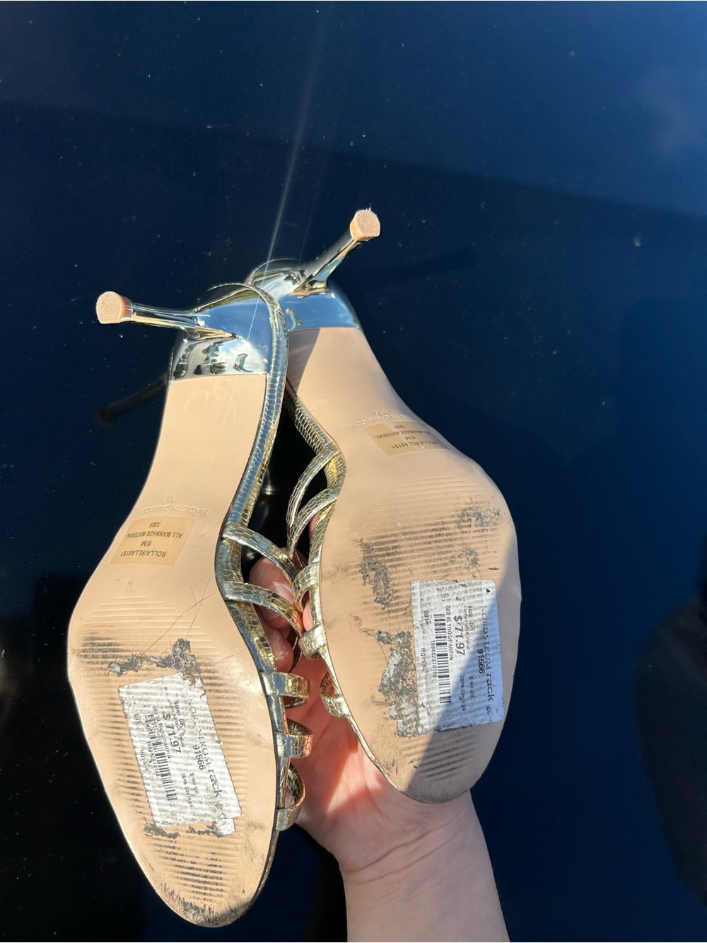 Steve Madden Metallic Gold Strappy Mule Sandals - Picture 2 of 2